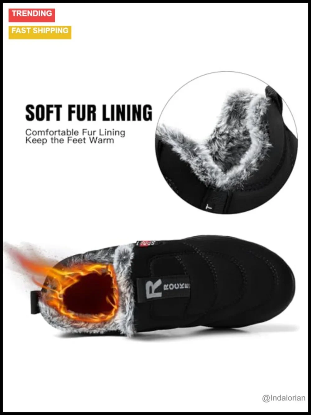 Winter Snow Boots for Women: Slip-On Warm Ankle Boots Waterproof Fur Lined